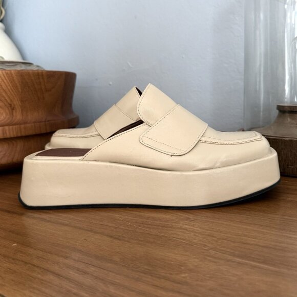 Alohas SVEGAN Tempera Vegan Leather Platform Mule Loafer Chunky Cream 38 - Picture 1 of 10